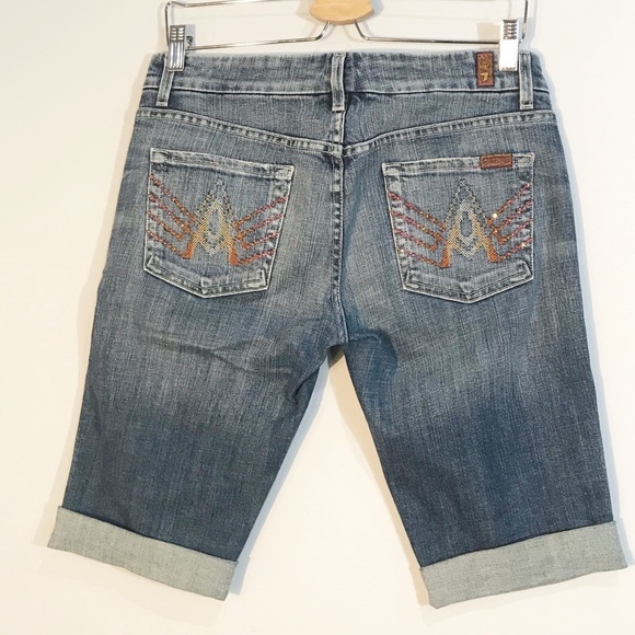 7 for all Mankind “A” Pocket Denim Bermuda Shorts - Picture 1 of 8